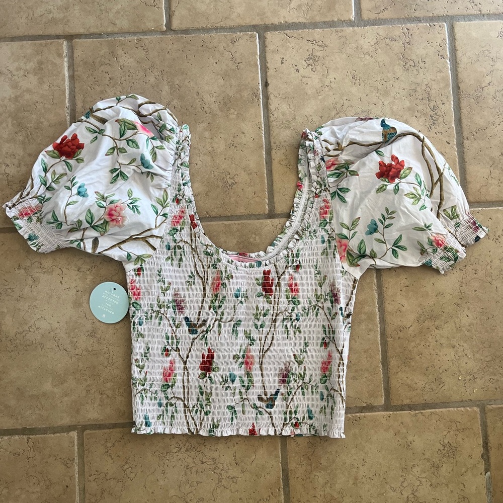 NWT Hill House Home x Diane Hill The Aiko Top Pink Diane Hill Medium 100% Cotton